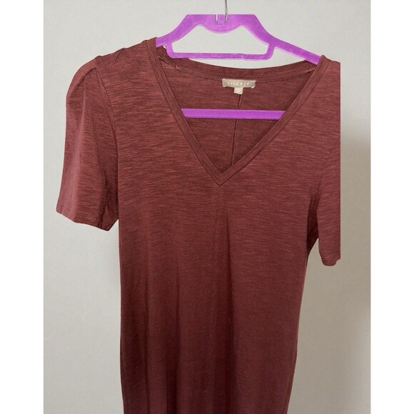 Lilla P Brown Maxi Dress XS V-Neck Short Sleeve Soft Jersey Minimalist Chic - Picture 9 of 16
